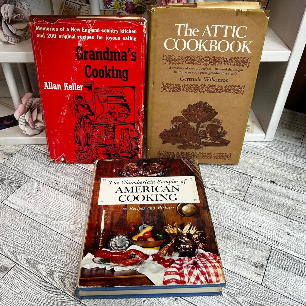 Vintage Hardcover Cookbook Lot - Recipes or Kitschy Decor - Bundle of 3 - 6"x9"